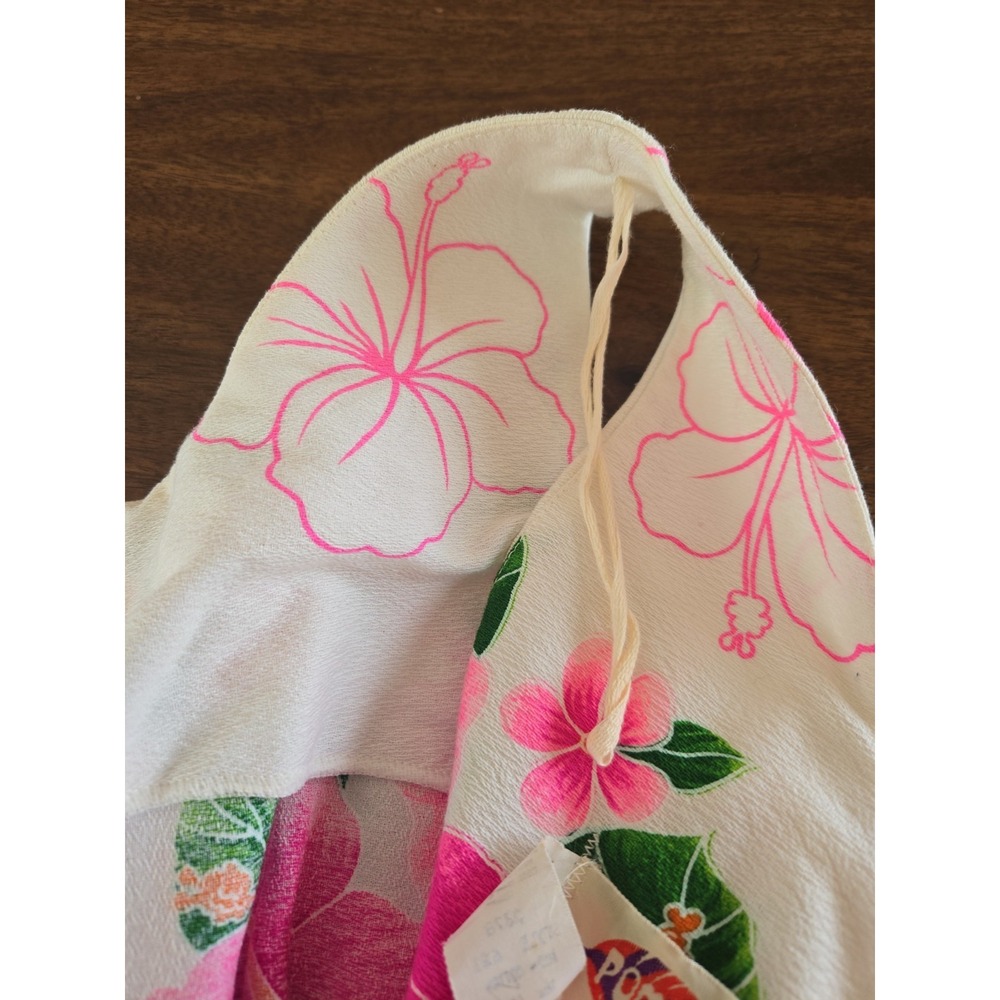 VTG Rare Pomare Hawaiian Sleeveless Cotton Dress Empire Waist Back Pleated 14 - Picture 9 of 16